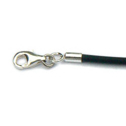 Rubbersnoer met zilveren sluiting 2 mm dik