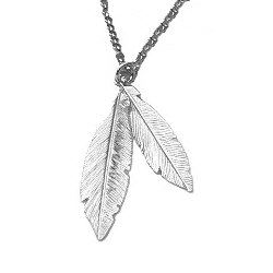 Zilveren ketting met veren