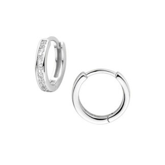 Zilveren creolen met zirkonia rij 12 mm