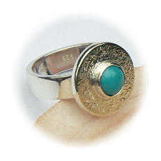 Handgemaakte zilveren ring El sombrero met turkoois