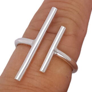 Zilveren ring massief met staafjes