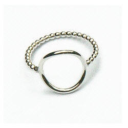 Zilveren ring pareldraad cirkel