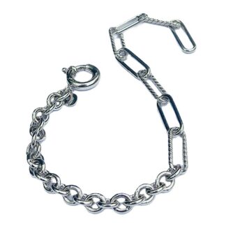 Moderne zilveren armband met veerring springslot van ovale schakel en jasseron 19 cm