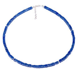 Zilveren collier kubusjes edelstenen mooie kwaliteit blauwe aventurijn