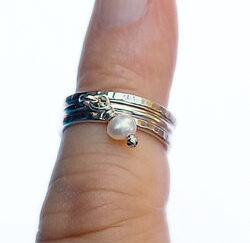 Zilveren ringen set 3 stuks parel