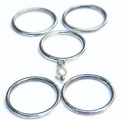 Zilveren ringen set 5 stuks parel