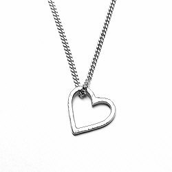 Zilveren hanger hart met ketting