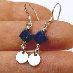 Zilveren oorhangers lapis blokjes