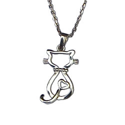 Zilveren hanger poes