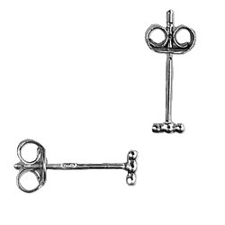 Zilveren oorstekers staafjes 3 bolletjes