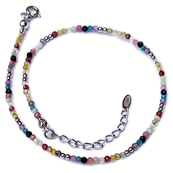 ZIlveren enkelbandje edelsteen mix