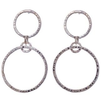 Zilveren oorhangers met 2 ringen