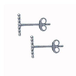 Zilveren oorstekers staafjes pareldraad