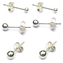 Zilveren oorstekers ballen 2 mm 3 mm 4 mm
