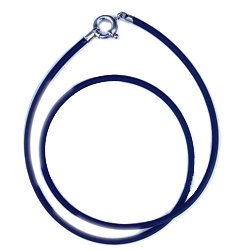 Rubbersnoer 3 mm dik met grote zilveren siersluiting veerring
