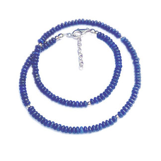Zilveren collier echte edelstenen lapis lazuli disk