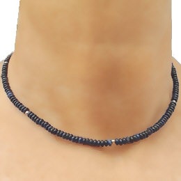 Zilveren collier echte edelstenen lapis lazuli disk